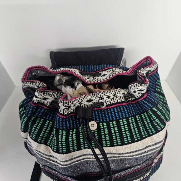 American Eagle Backpack Hippie Granola Gorpcore Boho Festival Stripes Blue Green - Picture 7 of 10